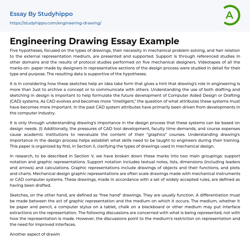 Engineering Drawing Essay Example