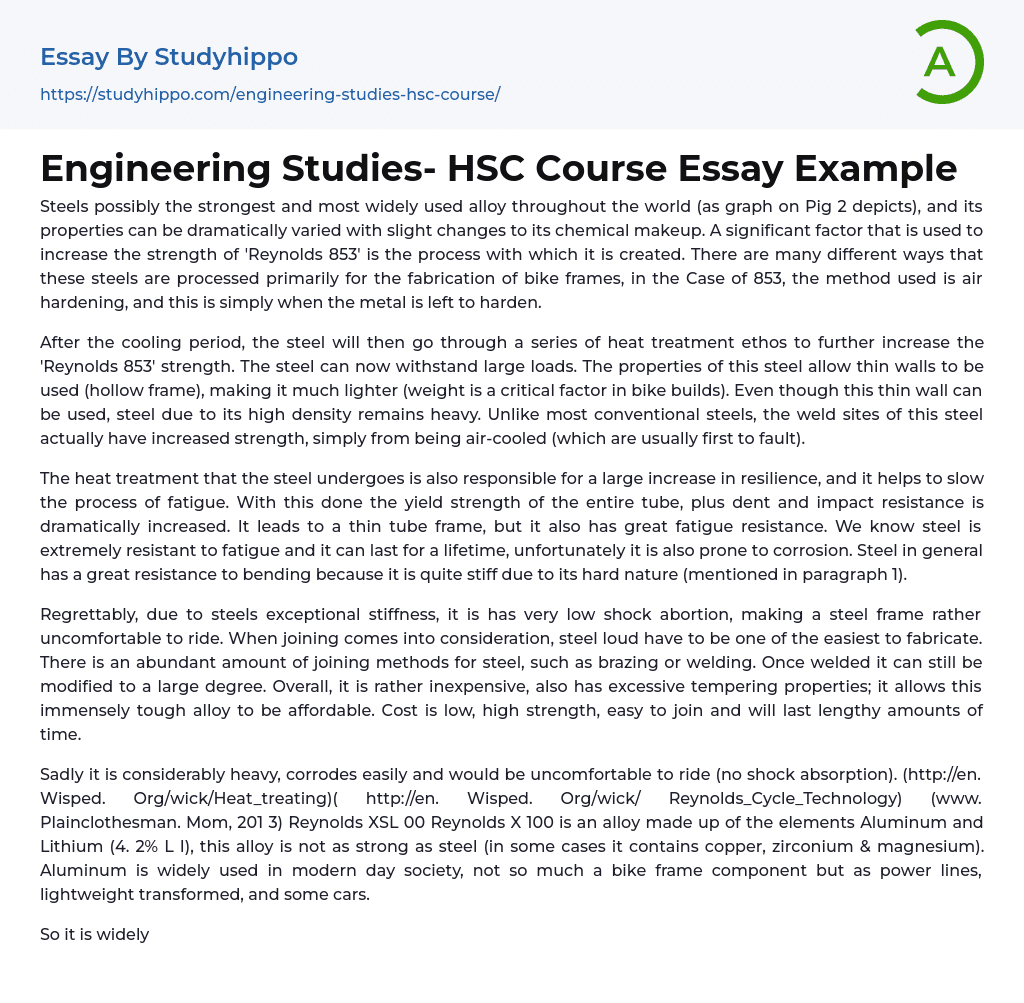 Engineering Studies- HSC Course Essay Example