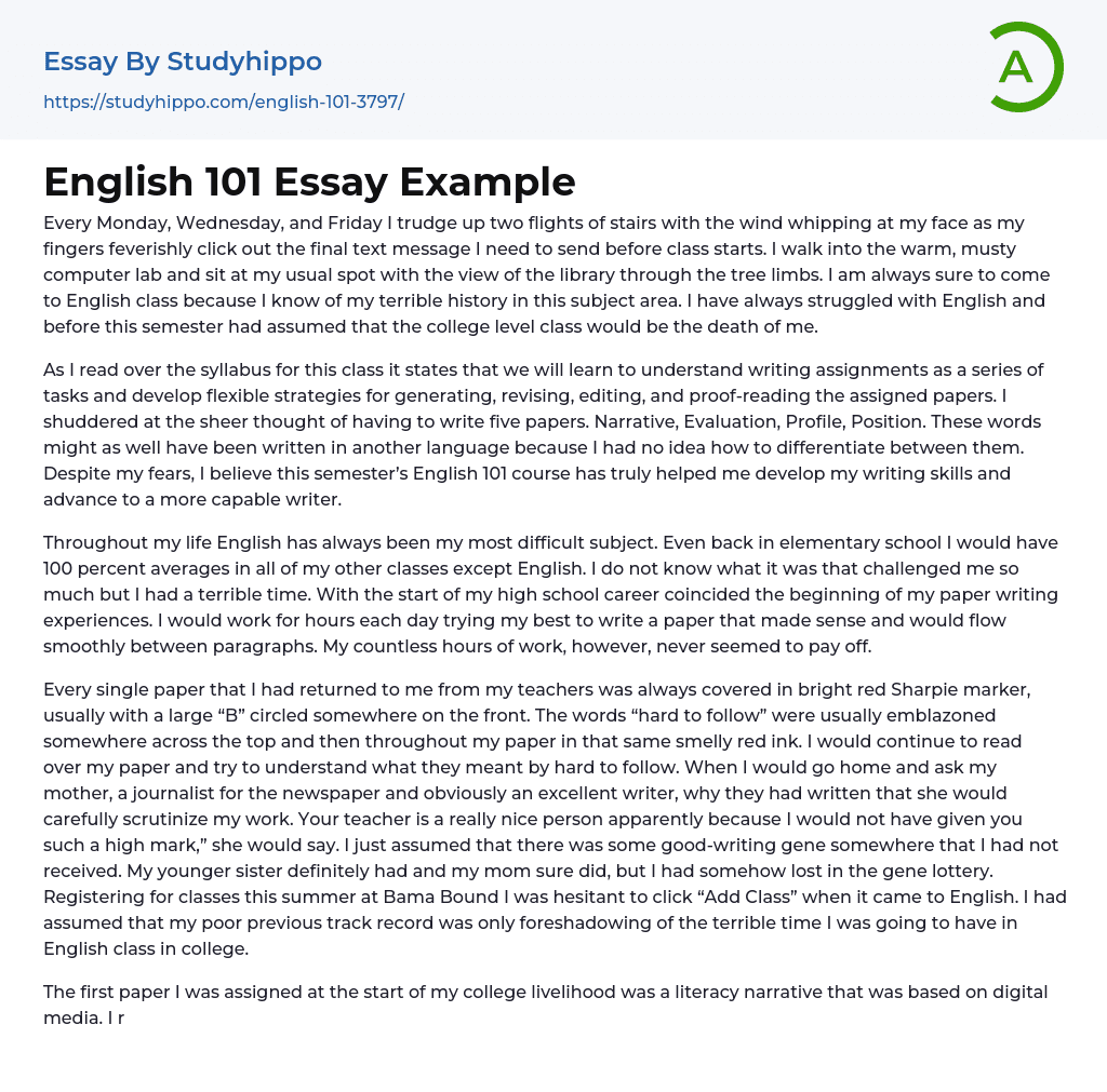 English 101 Essay Example