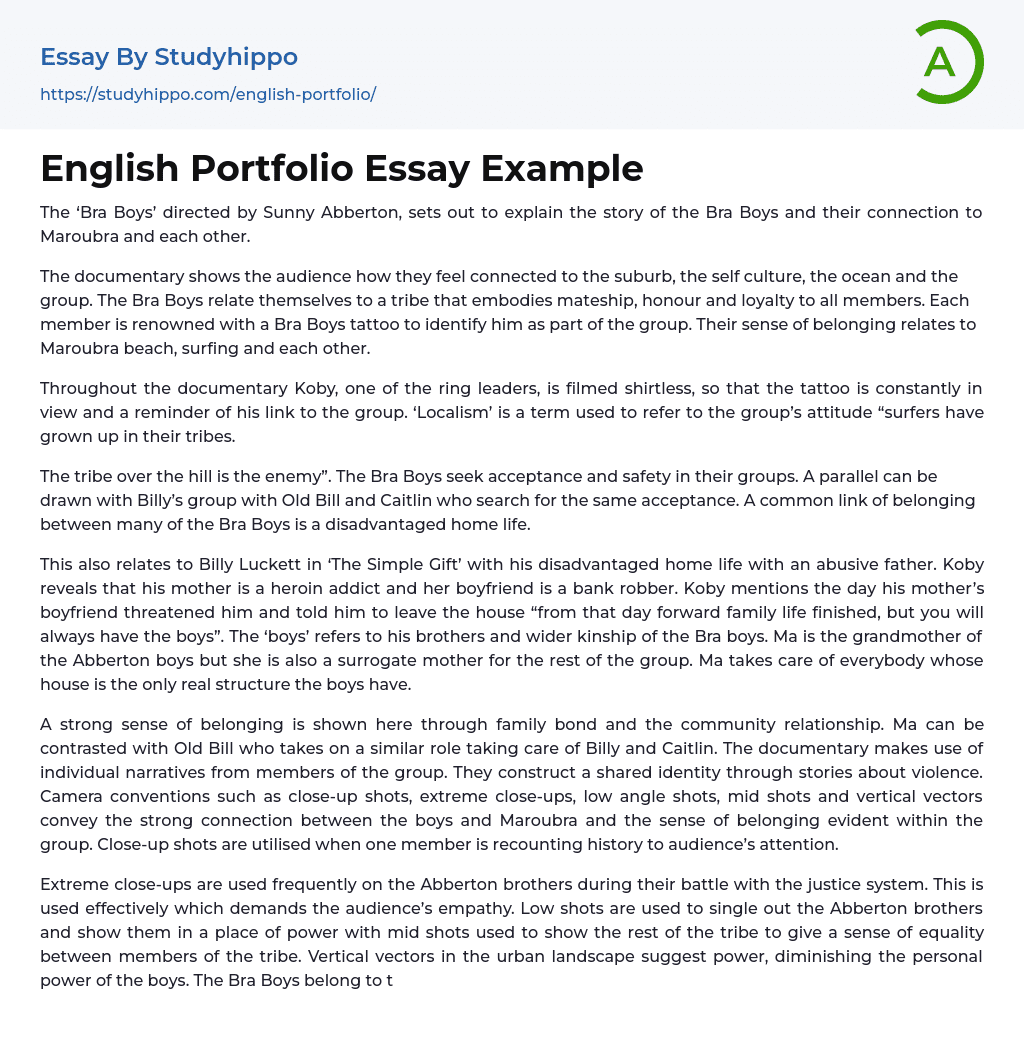 English Portfolio Essay Example