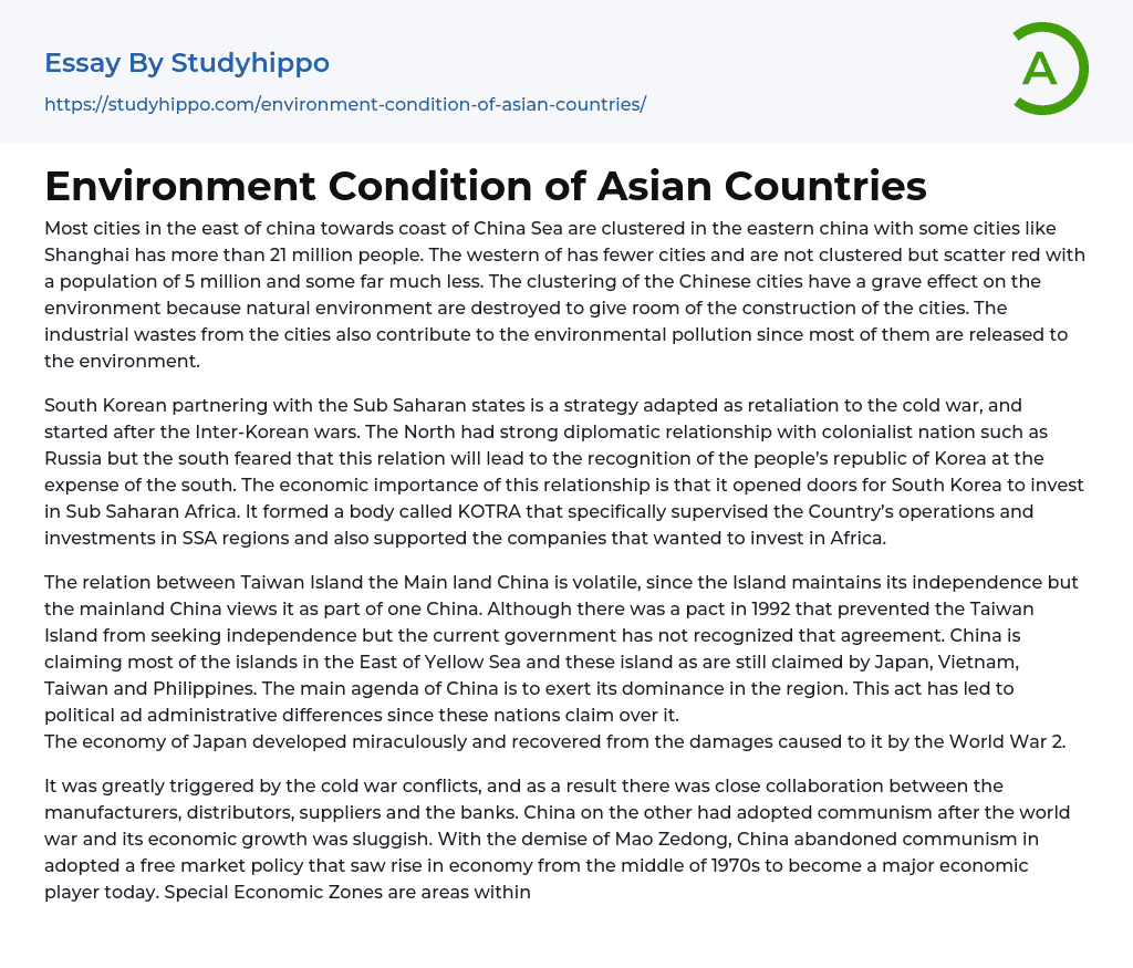 Environment Condition of Asian Countries Essay Example