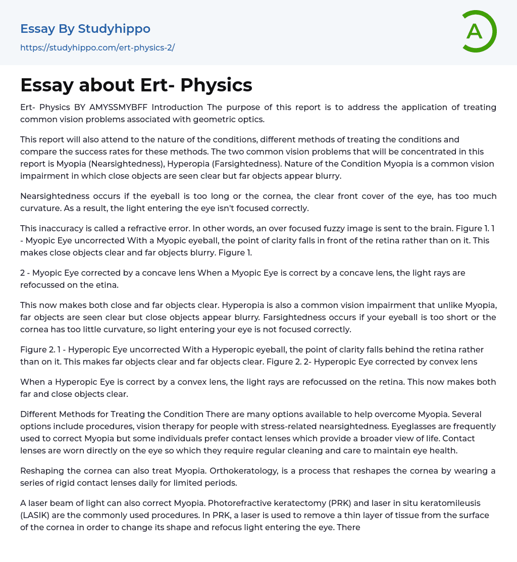 Essay about Ert- Physics