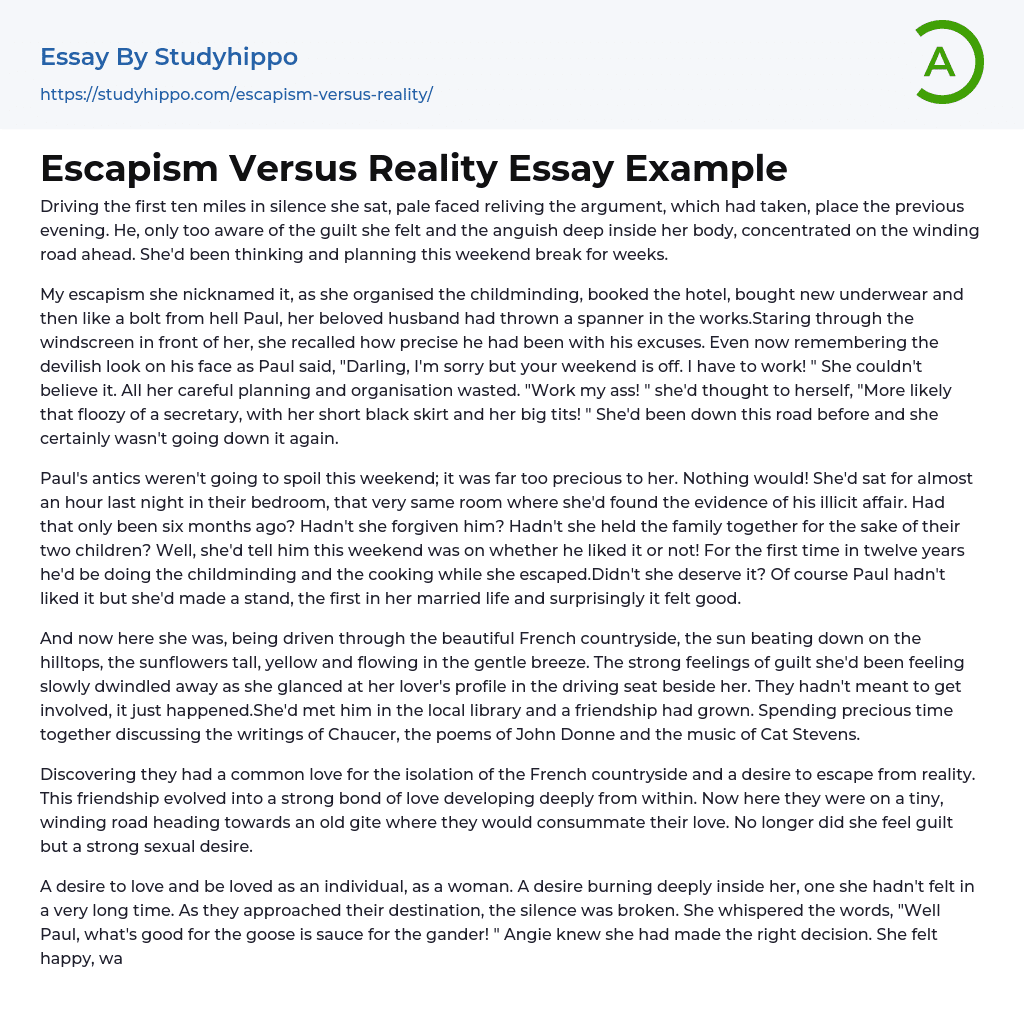 Escapism Versus Reality Essay Example