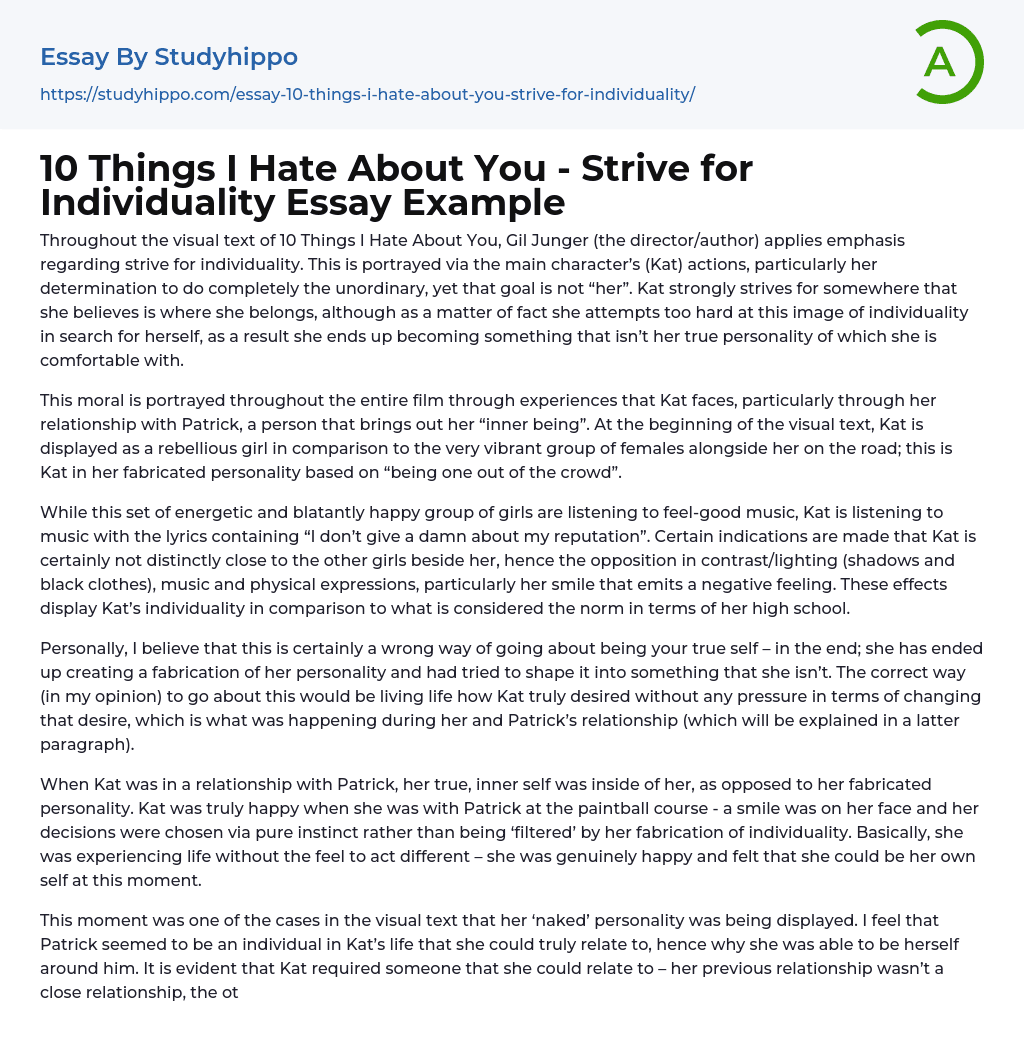 essay on individuality