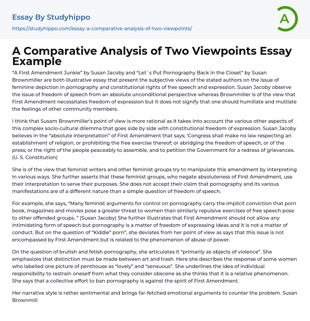 A Comparative Analysis of Two Viewpoints Essay Example