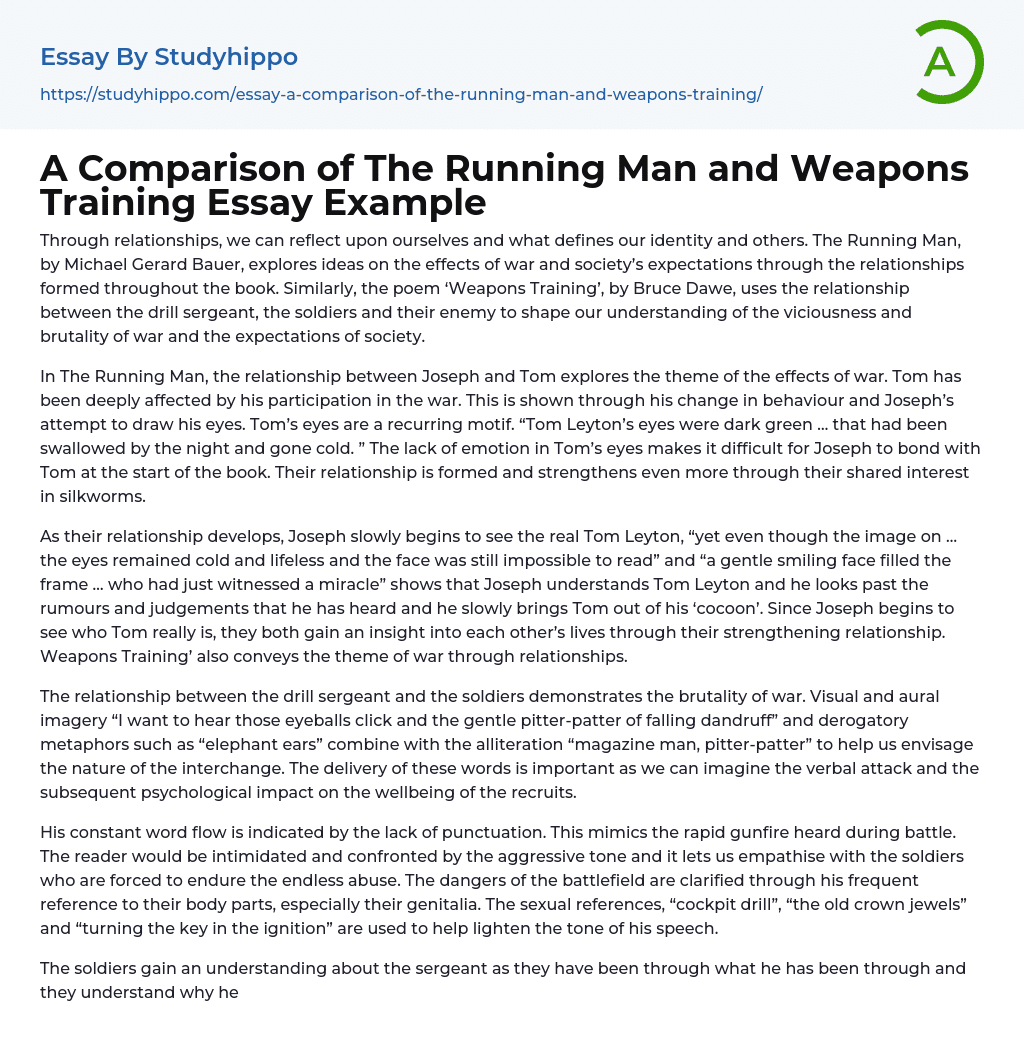 A Comparison of The Running Man and Weapons Training Essay Example