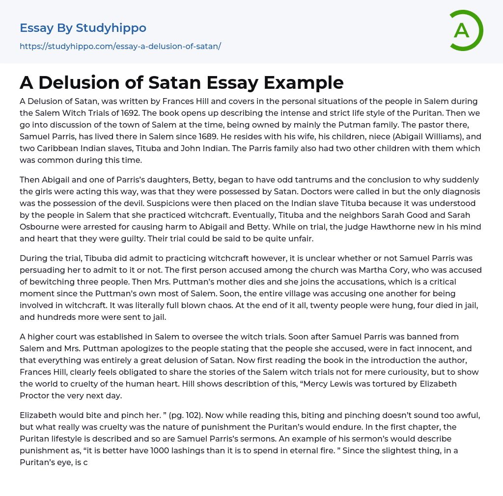 A Delusion of Satan Essay Example