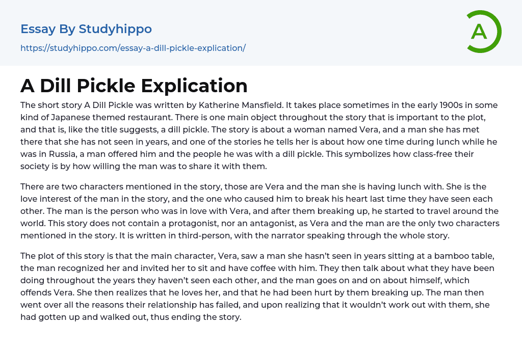 A Dill Pickle Explication Essay Example