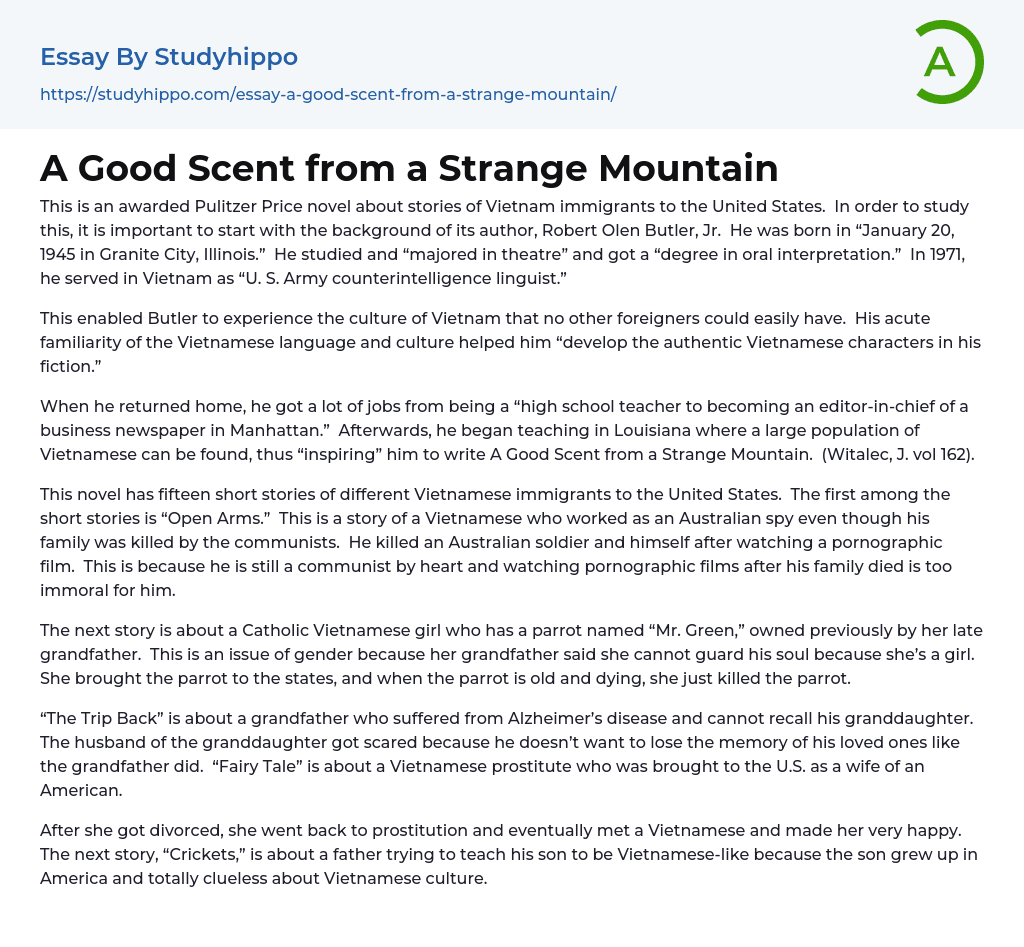 A Good Scent from a Strange Mountain Essay Example