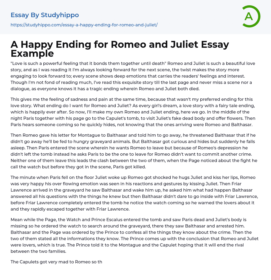 A Happy Ending for Romeo and Juliet Essay Example