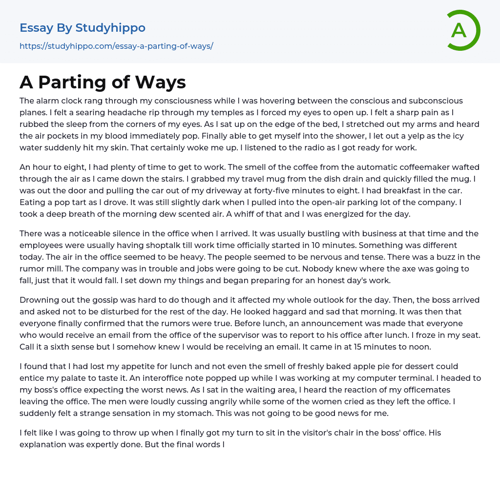 A Parting of Ways Essay Example