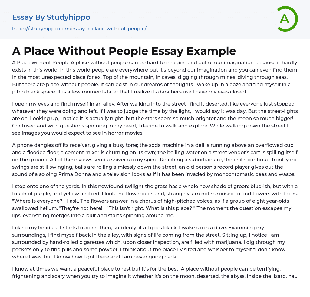 A Place Without People Essay Example