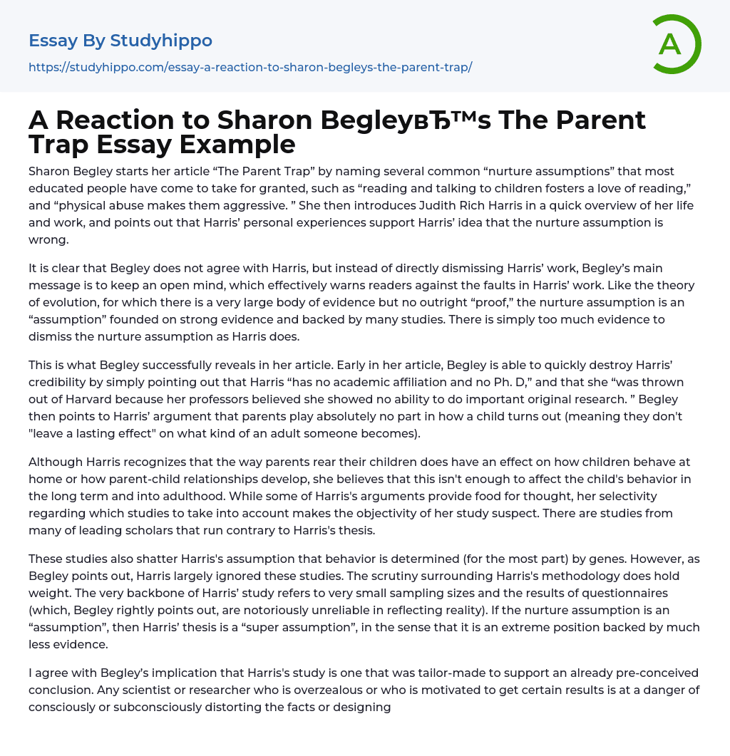 parent trap essay