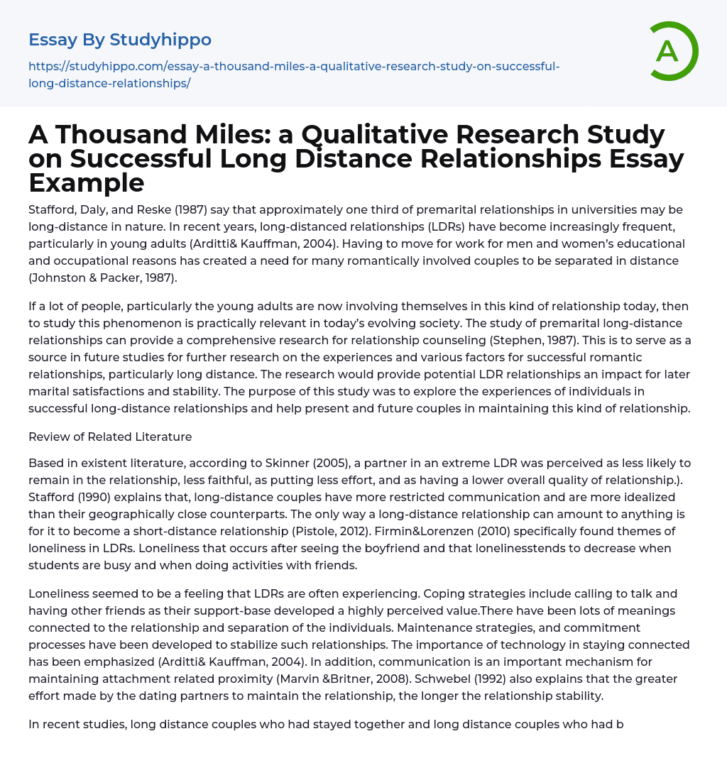 Long-Distance Relationships in Universities