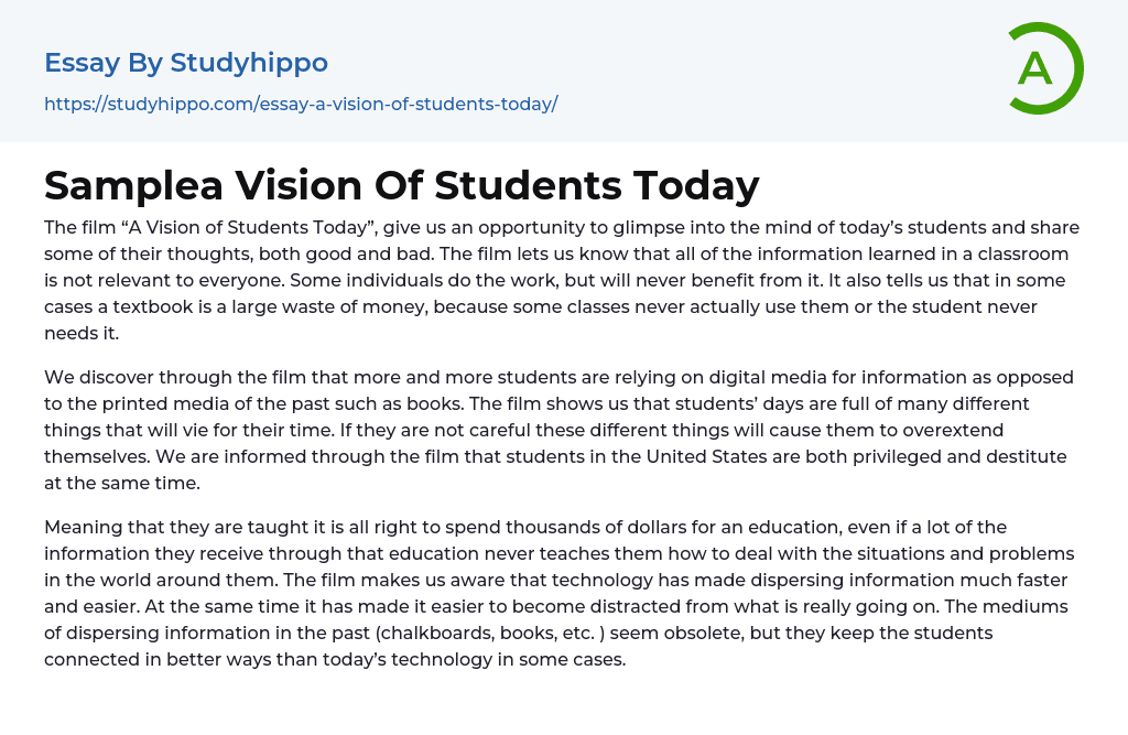 my vision as a student essay brainly