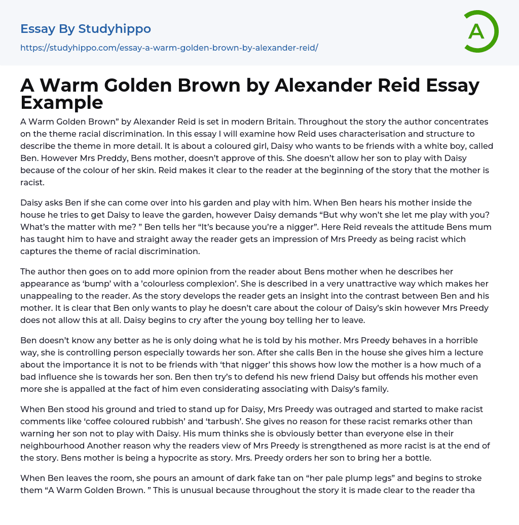 A Warm Golden Brown by Alexander Reid Essay Example