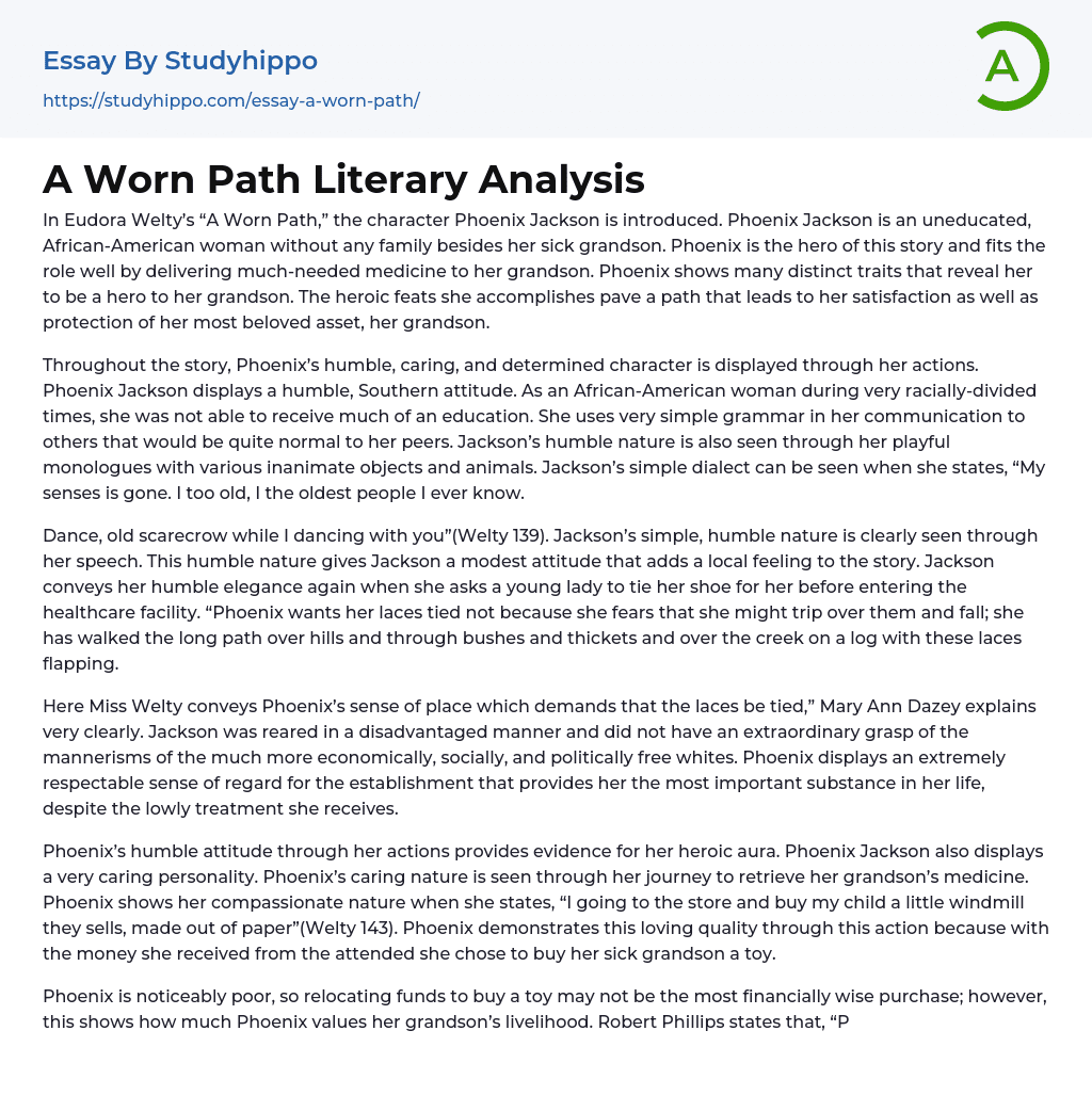 character analysis essay a worn path