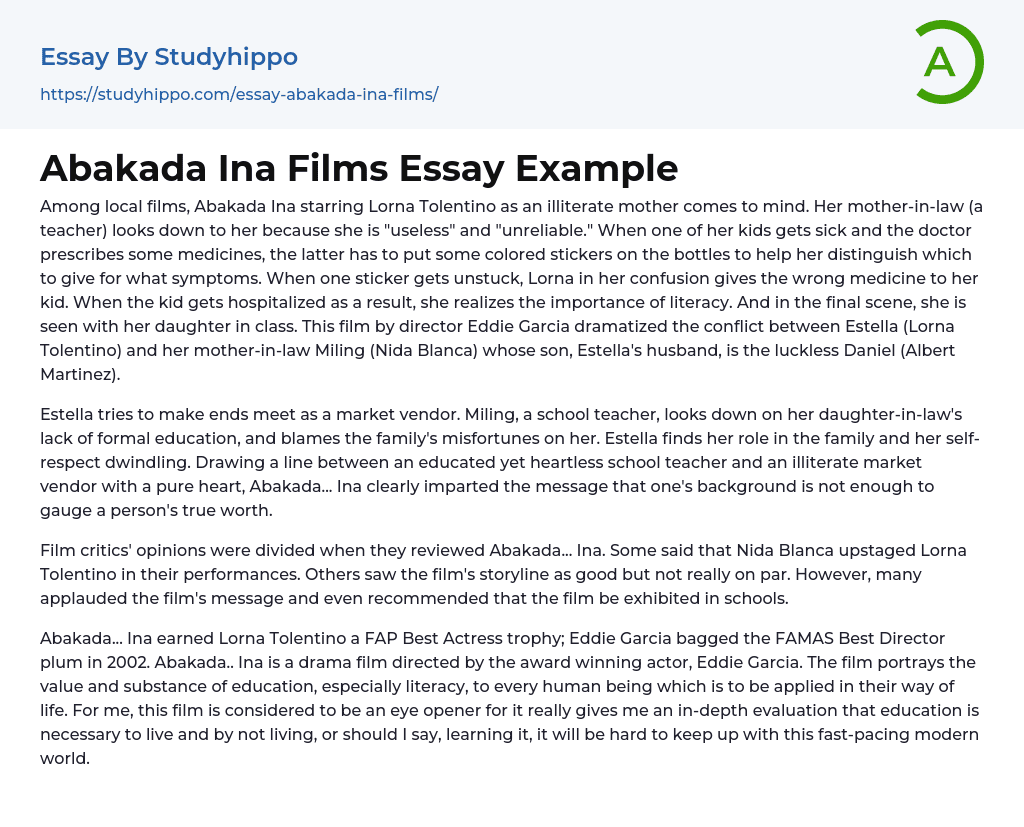 Abakada Ina Films Essay Example