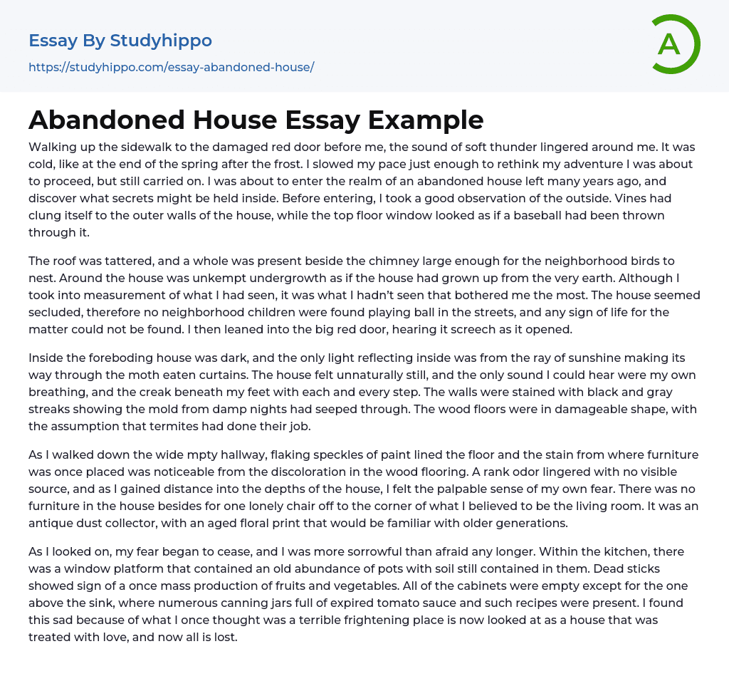 Abandoned House Essay Example StudyHippo