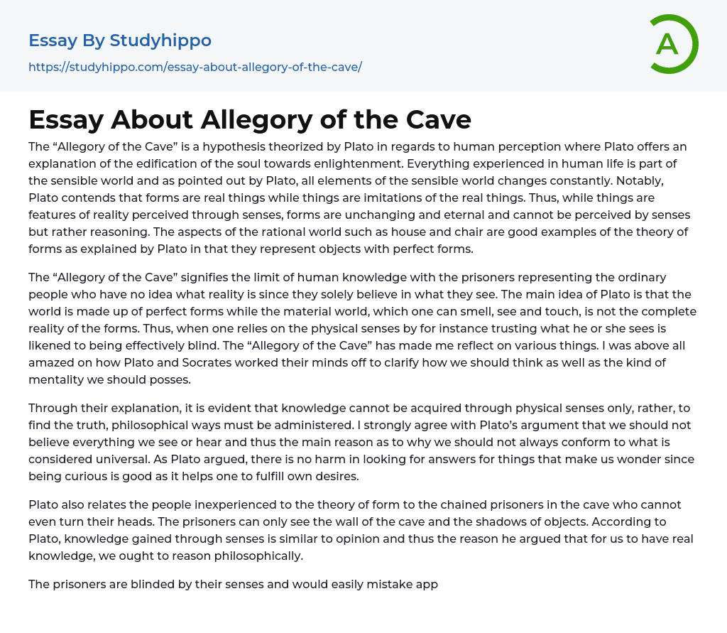 Essay About Allegory of the Cave
