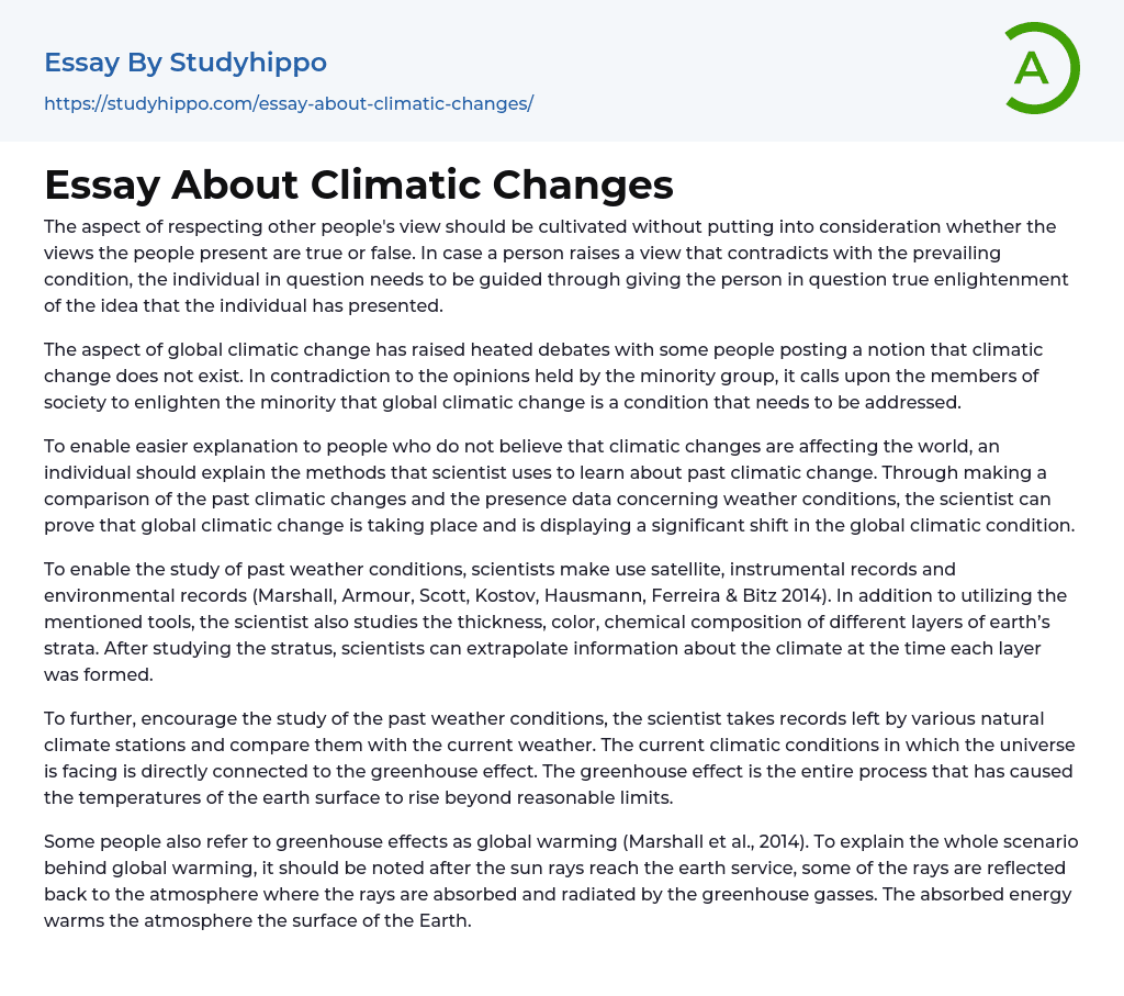 Essay About Climatic Changes