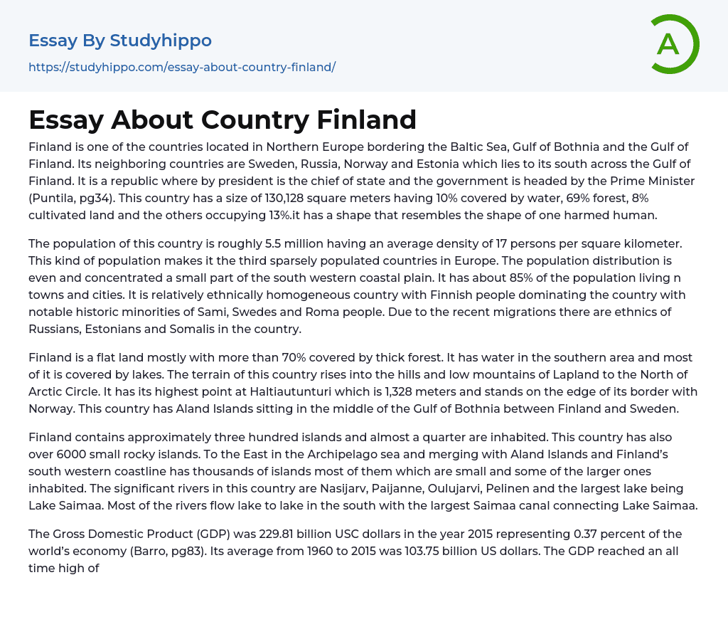 Essay About Country Finland