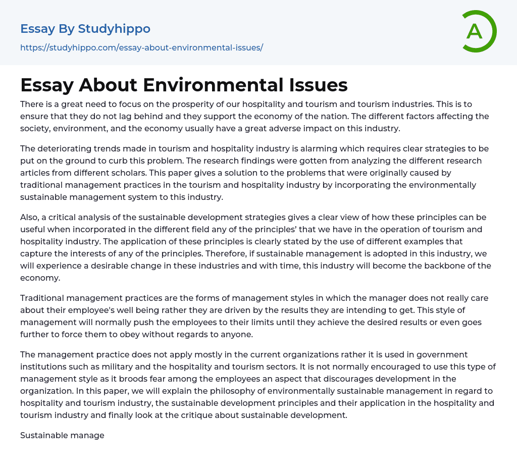 Essay About Environmental Issues