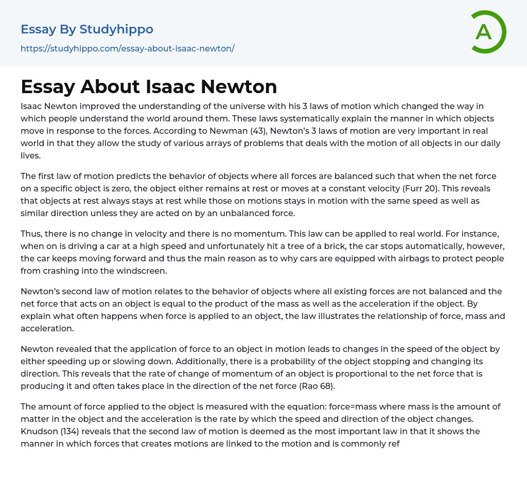 Essay About Isaac Newton