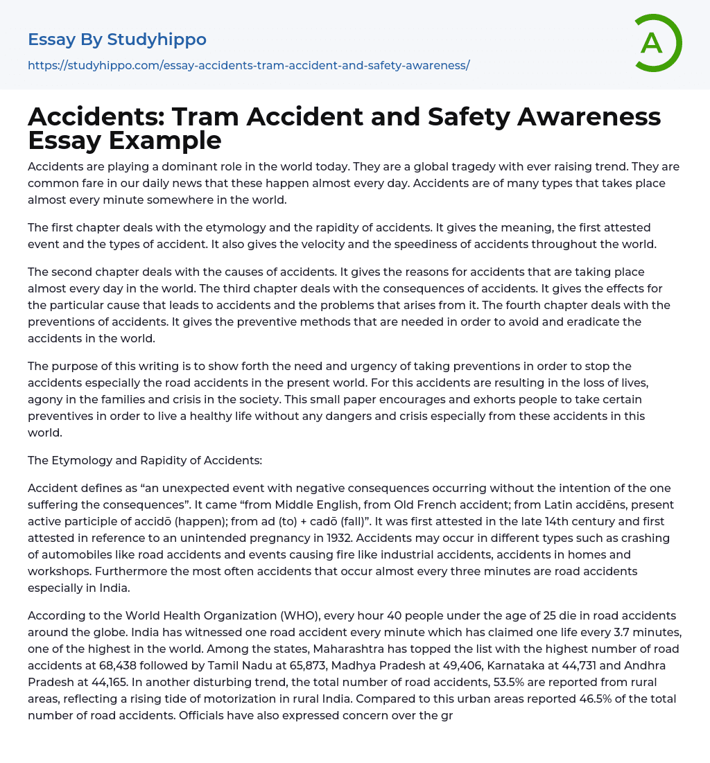 Accidents: Tram Accident and Safety Awareness Essay Example