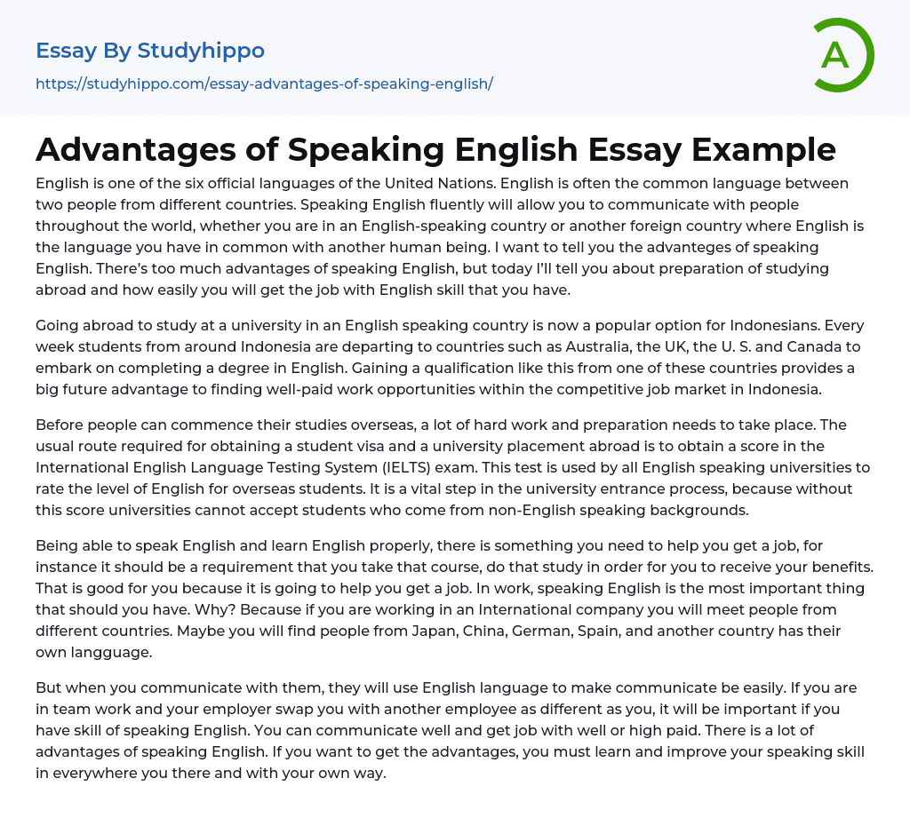 benefits of speaking english essay