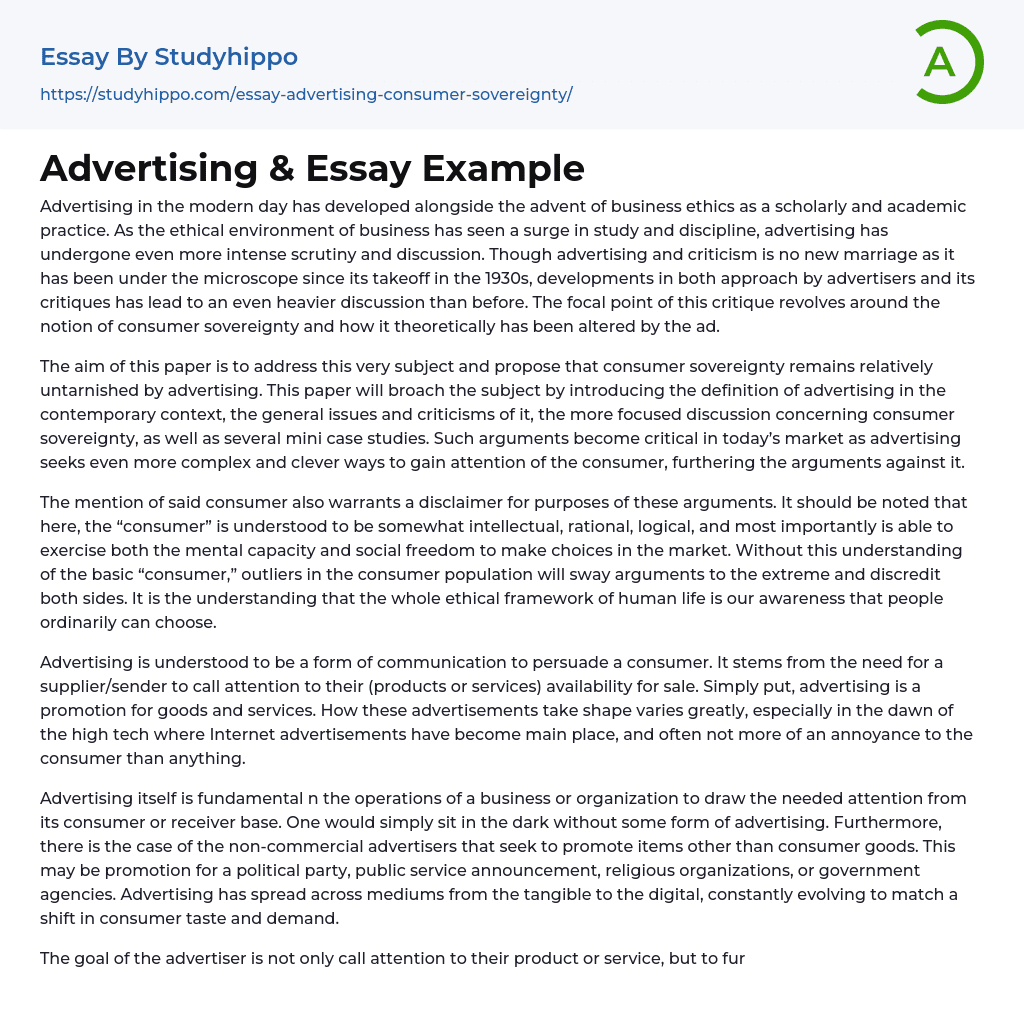 advertising essay in english