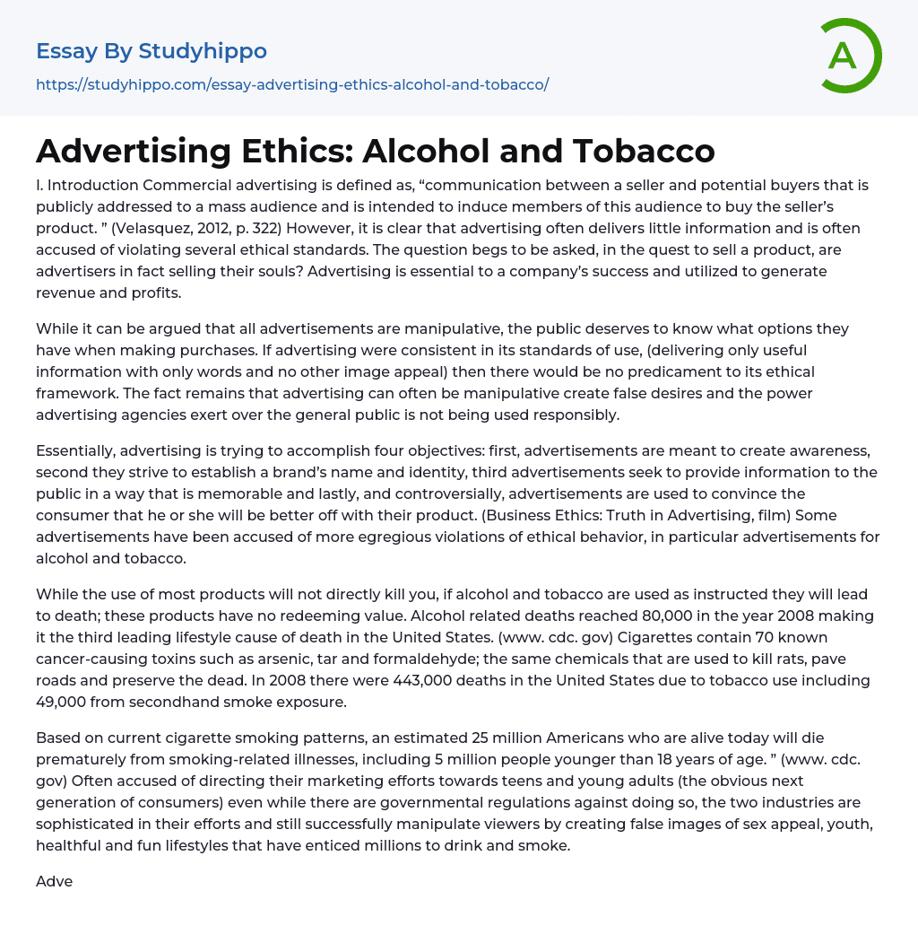 essay on advertising ethics