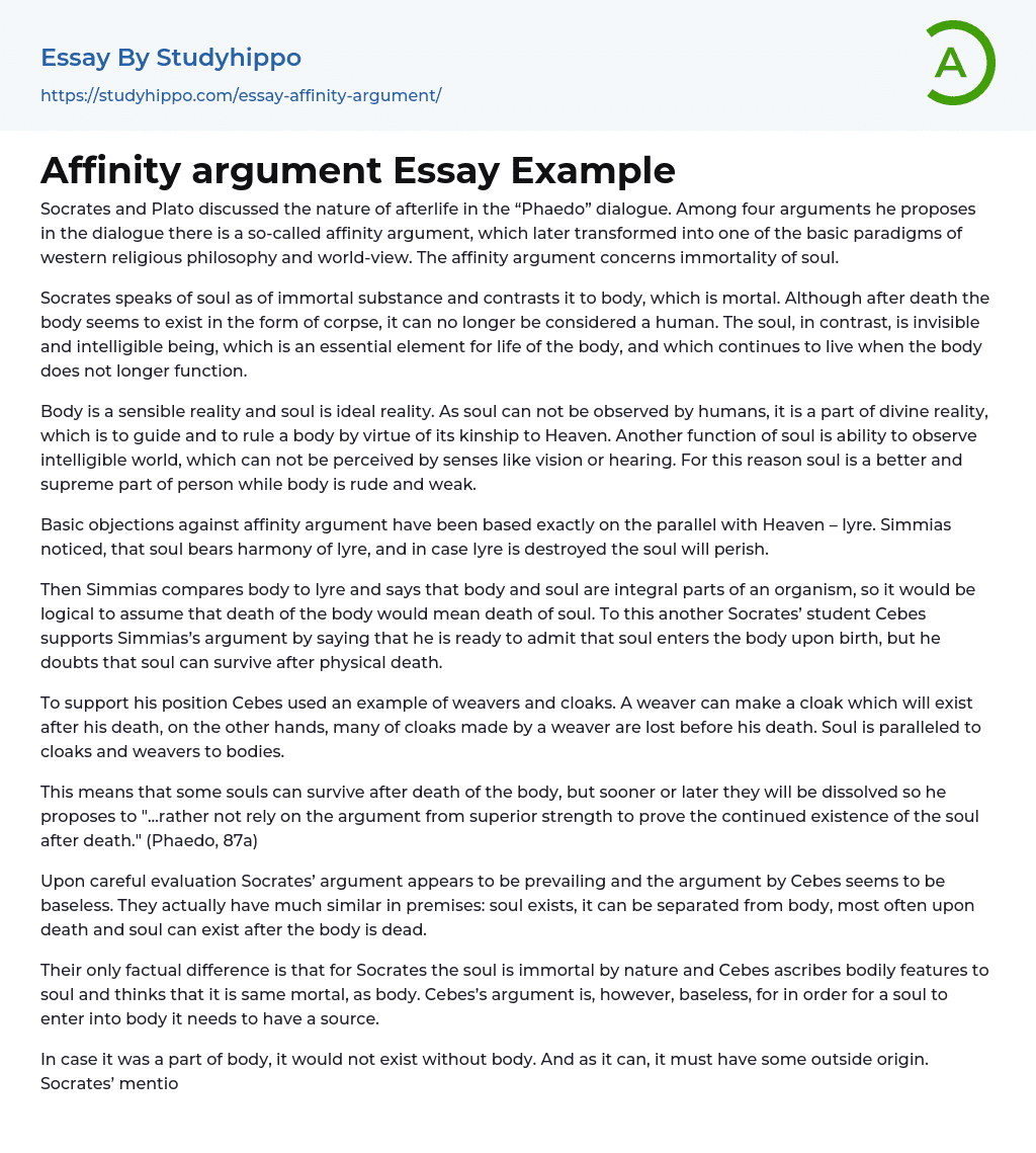 Affinity argument Essay Example