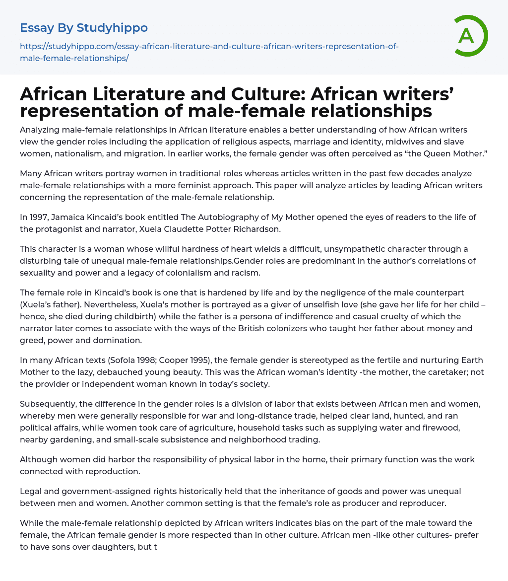 Exploring Gender Roles in African Literature