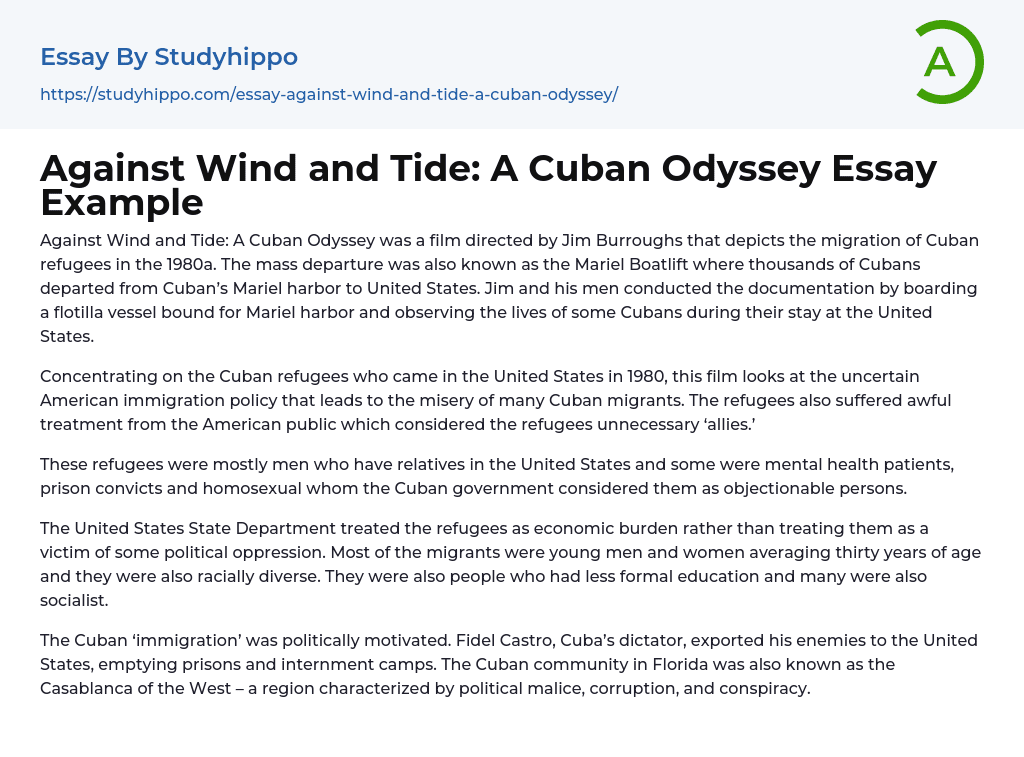 Against Wind and Tide: A Cuban Odyssey Essay Example