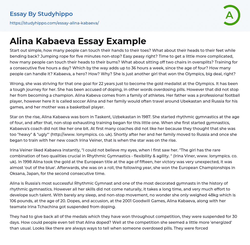 Alina Kabaeva Essay Example