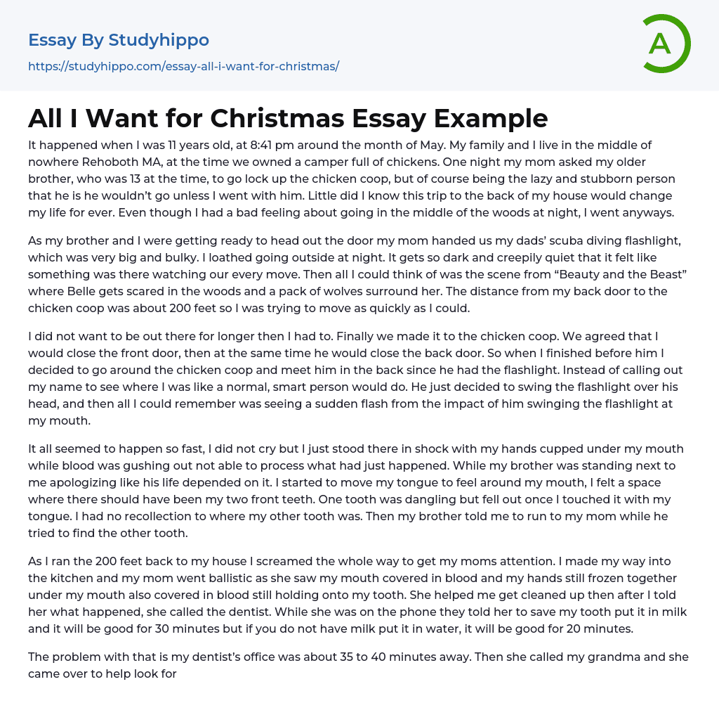 All I Want for Christmas Essay Example