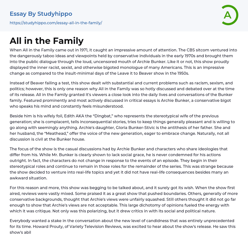 All in the Family Essay Example