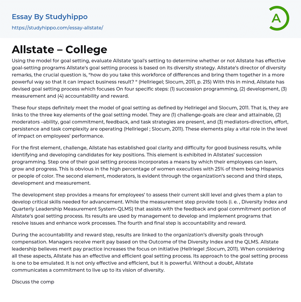Allstate – College Essay Example