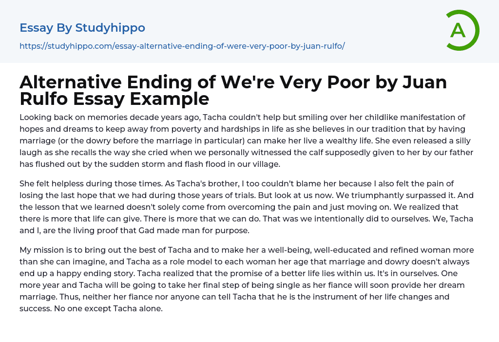 Alternative Ending of We’re Very Poor by Juan Rulfo Essay Example