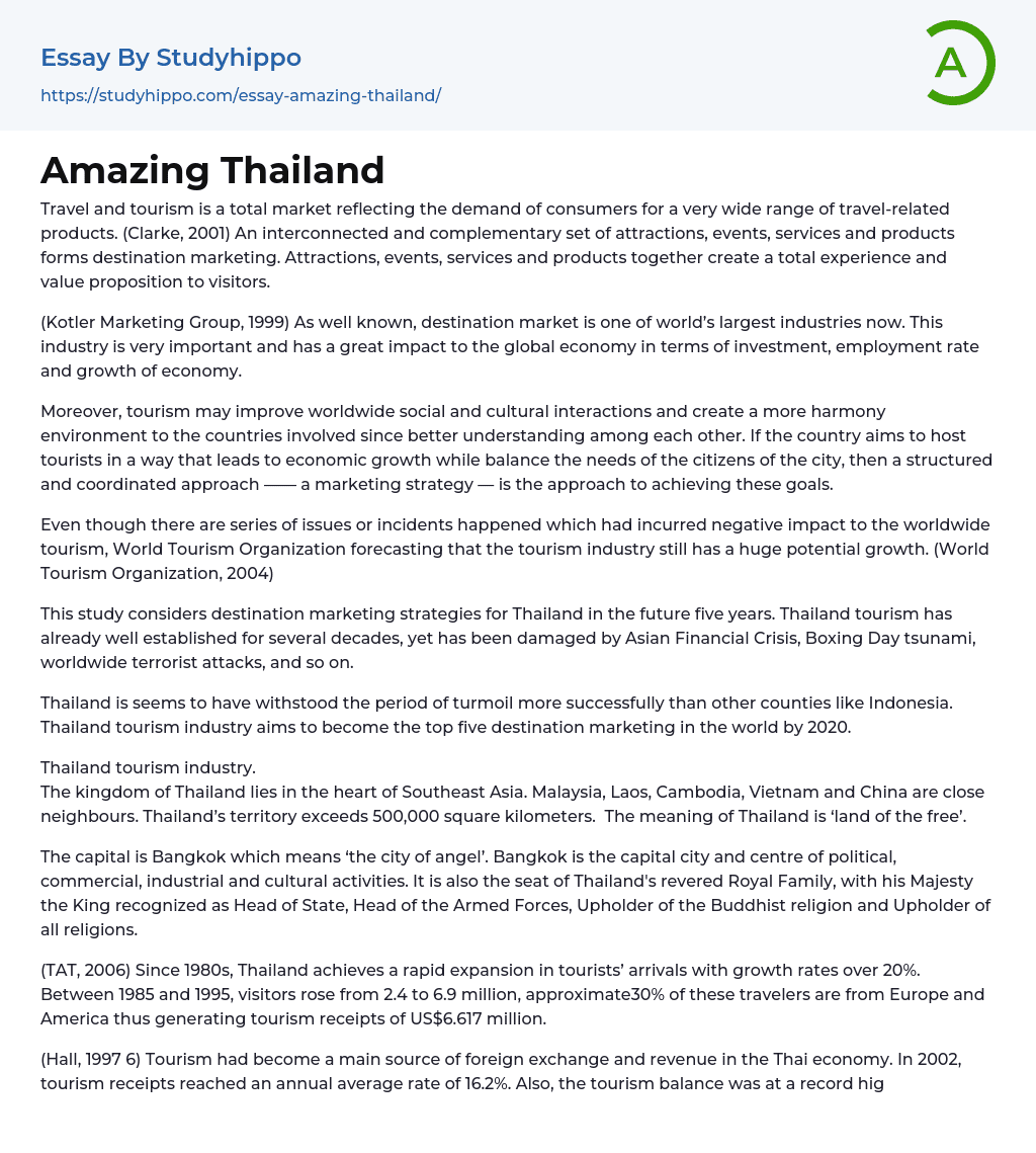 Amazing Thailand Essay Example