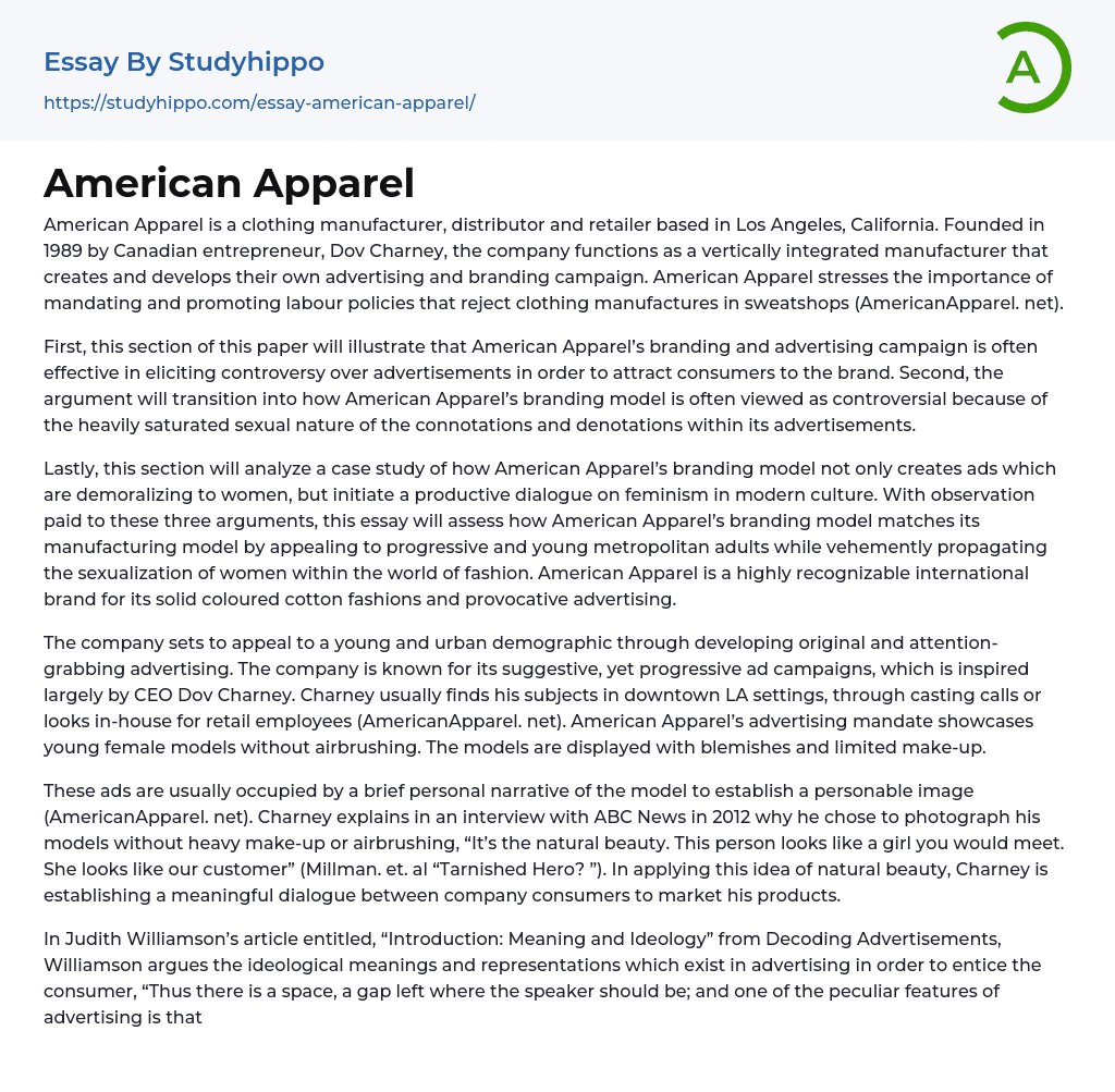 American Apparel Essay Example