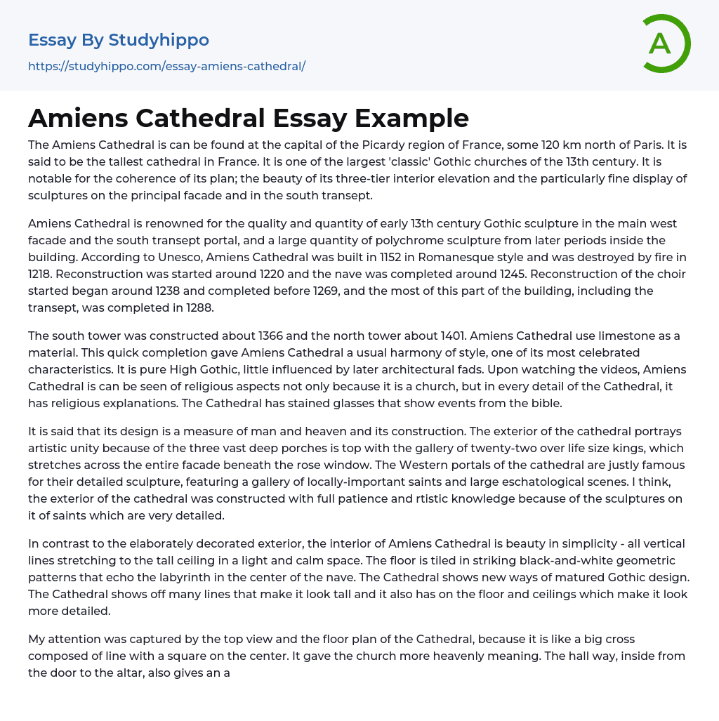 Amiens Cathedral Essay Example