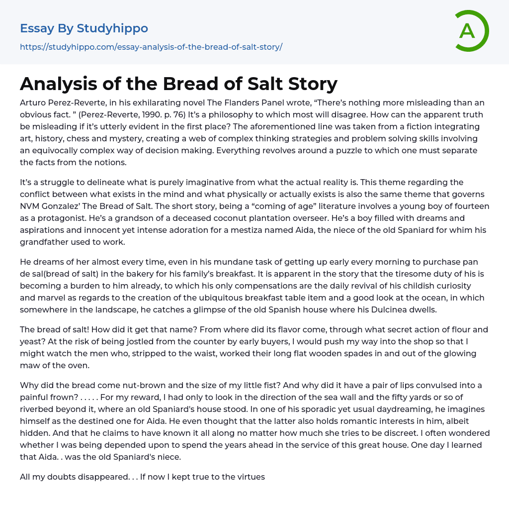 Analysis of the Bread of Salt Story Essay Example