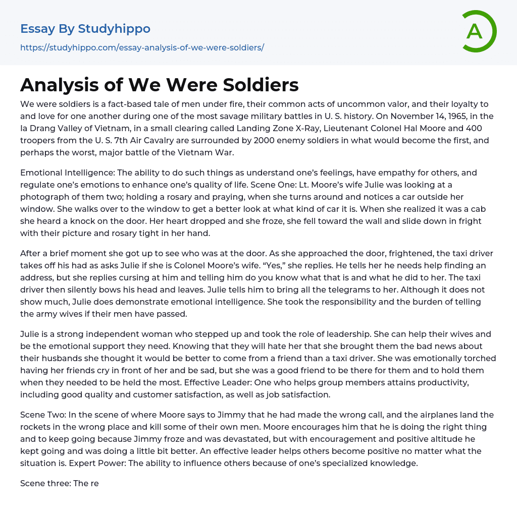 Analysis of We Were Soldiers Essay Example