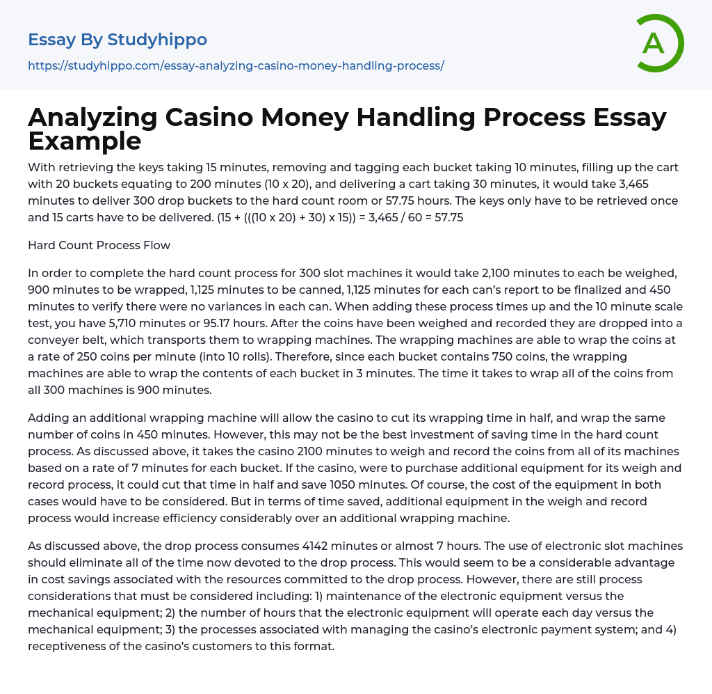Analyzing Casino Money Handling Process Essay Example