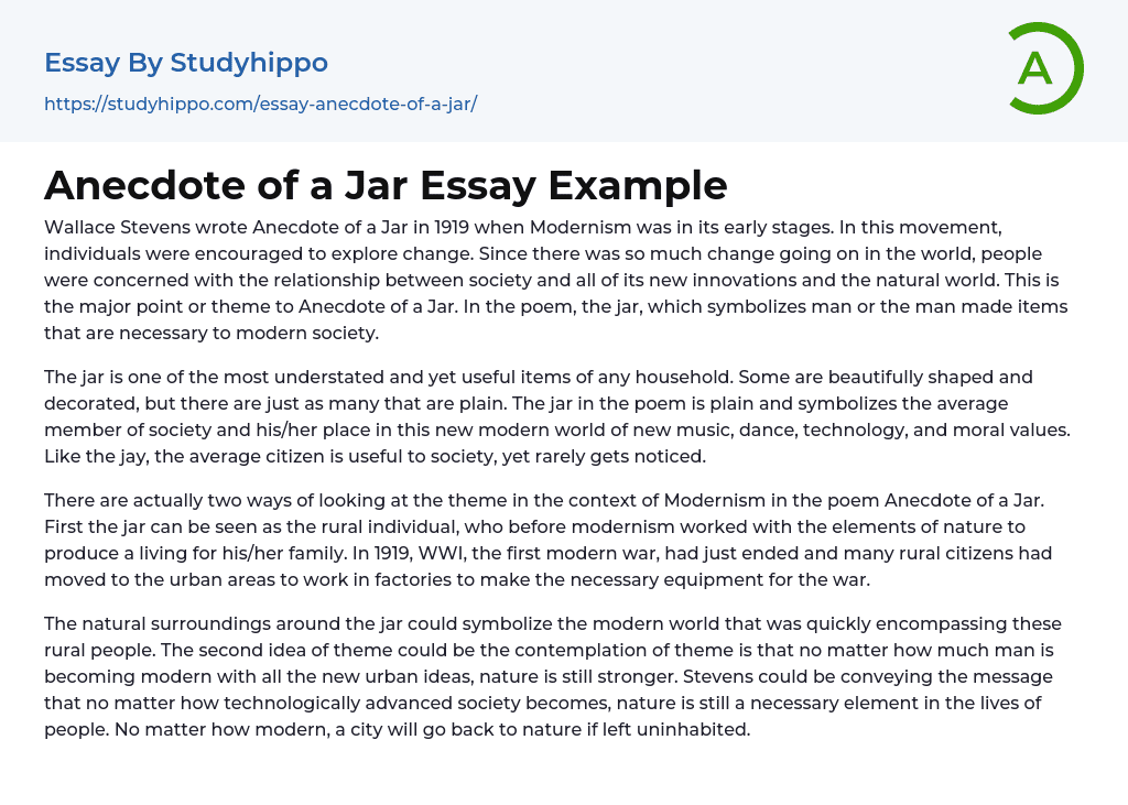 Anecdote of a Jar Essay Example