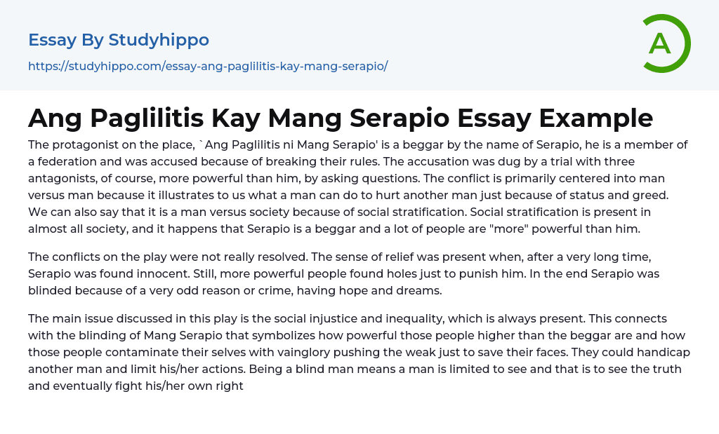Ang Paglilitis Kay Mang Serapio Essay Example