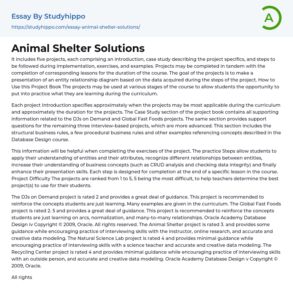 Animal Shelter Solutions Essay Example