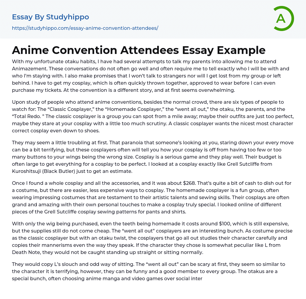 Anime Convention Attendees Essay Example